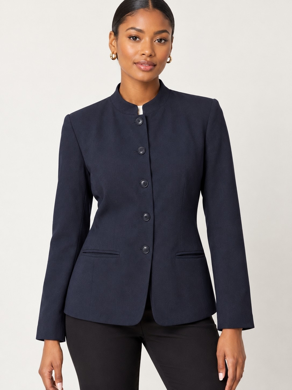 Liz Claiborne Navy Stand-Collar Blazer